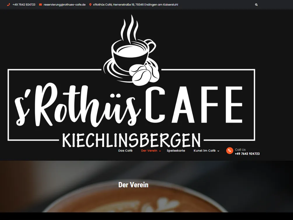 Screenshot der Website Rothues Café